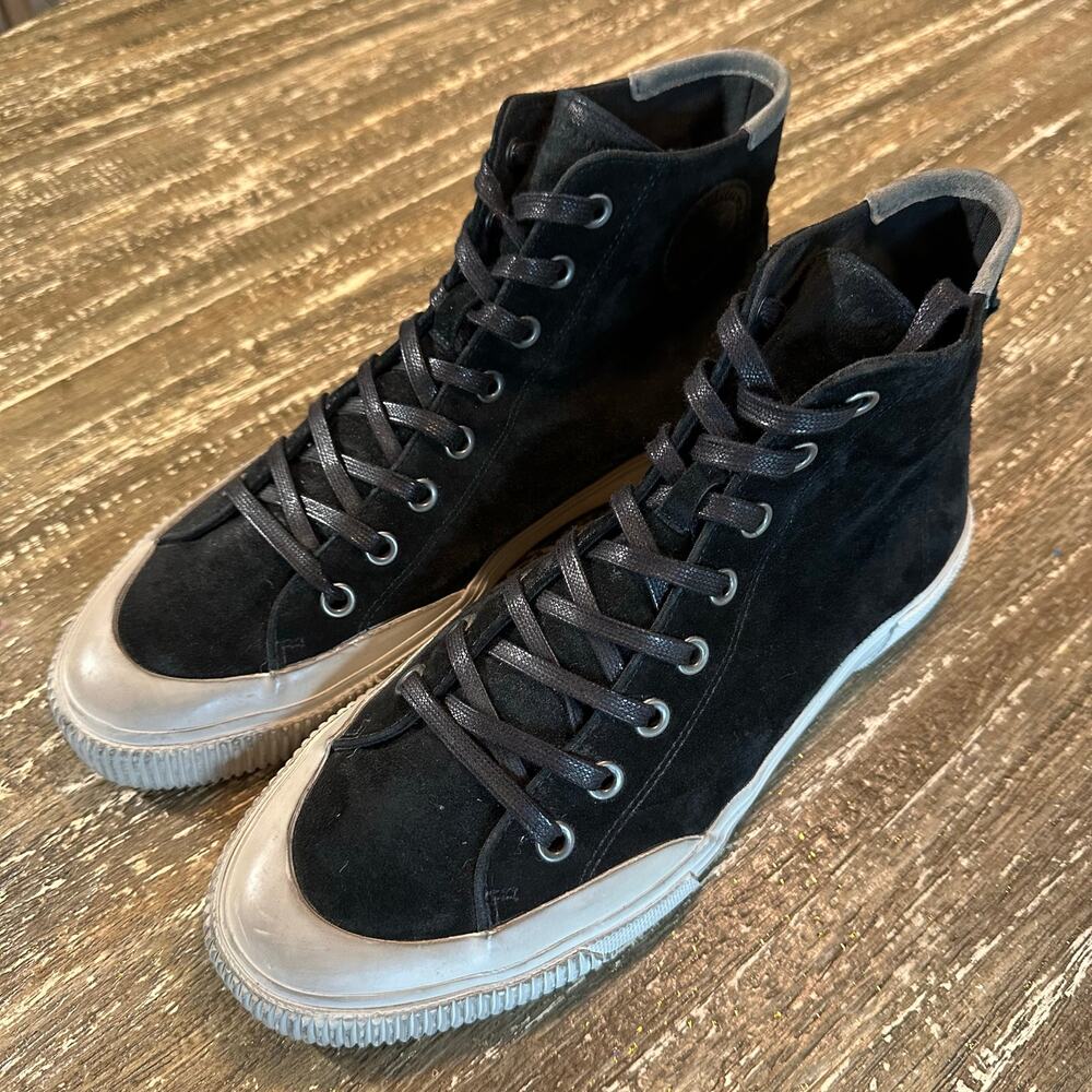 ALLSAINTS Dumont Suede Leather Lace Up High Top Sneakers Black Men’s Size 43 EU - Picture 4 of 12